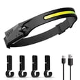 thumbnail image 1 of Linterna frontal LED USB recargable con cuatro ganchos y cable de carga USB, potente linterna frontal, linterna frontal COB XPE impermeable ajustable para acampar, trotar, hacer senderismo, pescar, an, 1 of 5