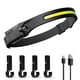 thumbnail image 1 of Linterna frontal LED USB recargable con cable de carga USB, potente linterna frontal, linterna frontal COB XPE impermeable ajustable para acampar, trotar, hacer senderismo, pescar, andar en bicicleta, 1 of 5