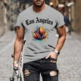 thumbnail image 1 of Tops para hombre, blusas y camisas de manga corta con cuello redondo para hombre, jersey informal con cuello redondo estampado para hombre, pantalones cortos deportivos para fitness, blusa de poliéste, 1 of 5