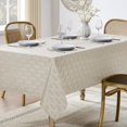 thumbnail image 1 of Waterproof Damask Arrow Design Table Cloth for 8ft Rectangle Table, Easy to Clean Wrinkle-Free Outdoor Tablecloth for Wedding, Party and Camping(Oblong, 60 x 120 Inch (10-12 Seats), Beige), 1 of 7