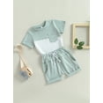 thumbnail image 3 of Bagilaanoe 2pcs Toddler Baby Boys Short Pants Set Short Sleeve Patchwork T-shirt Tops + Shorts 6M 12M 18M 24M 3T Kids Casual Summer Outfits, 3 of 9