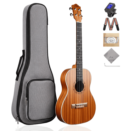 Ranch Professional 30 Inch Baritone Ukulele Kit for Guitar Players | Sapele Uke (DGBE Tuning) w/ Tuner & Gig Bag