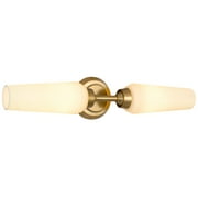 Kira Home Aurora 21" Modern Wall Sconce with Frosted Glass Shades, for Bathroom/Vanity, Cool Brass Finish