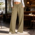 thumbnail image 2 of JIAYUE Women Sweatpants Solid Color Elastic Drawstring Waist Side Pockets Wide Leg Long Pants for Daily Casual Wear, 2 of 5