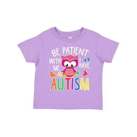 

Inktastic Be Patient with Me I Have Autism with Owl and Puzzle Pieces White Text Gift Toddler Boy or Toddler Girl T-Shirt