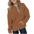 thumbnail image 5 of Atogsazn Kids Girl Oversized Hoodies Children Casual Fleece Long Sleeve Hooded Sweatshirts Fall Winter Tops Brown 9-10 Years Fashion, 5 of 9