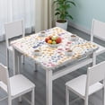 thumbnail image 3 of Flower Print Elastic Fitted Tablecloth - Watercolor Flowers Pattern Square Table Cover, Windproof Snug Fit Outdoor Picnic Table Protector, Wrinkle-Free Washable Cute flowers Design, 3 of 6