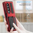 thumbnail image 6 of Dteck Samsung Galaxy Flod4 Case with Kickstand, Metal Bumper Silicone Case Hybrid Military Shockproof Heavy Duty Rugged case for Samsung Fold4 5G, Red, 6 of 7