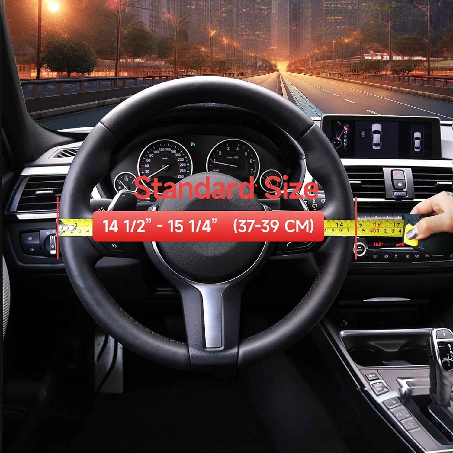 Diamond Steering Wheel Cover，14.5-15 Inch Car Steering Wheel Cover with Bling Crystal Rhinestone，Delicate and Anti-Slip Sparkly Car Wheel Protector for Women Girl，Pink