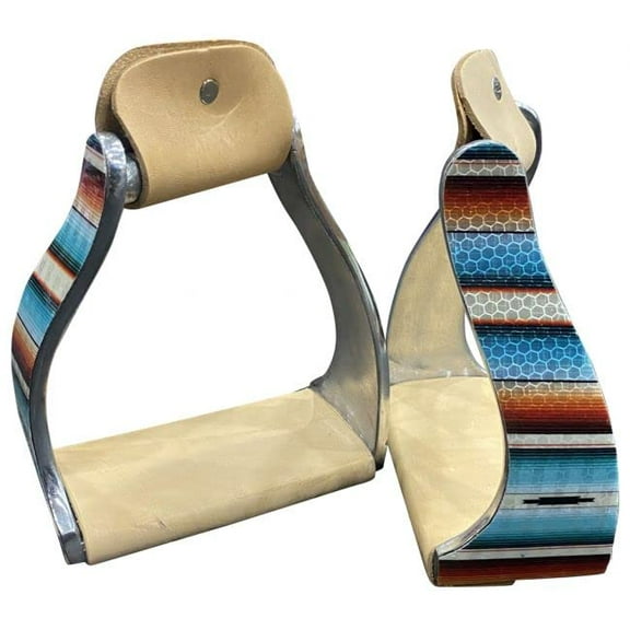 Showman Twisted Angled Aluminum Stirrups w/ Serape Print Overlay