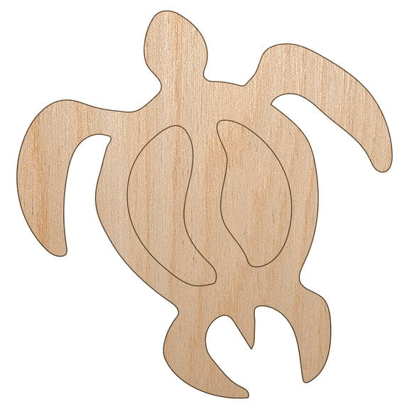 Honu Hawaiian Sea Turtle Wood Shape Unfinished Piece Cutout Craft DIY Projects - 4.70 Inch Size - 1/4 Inch Thick