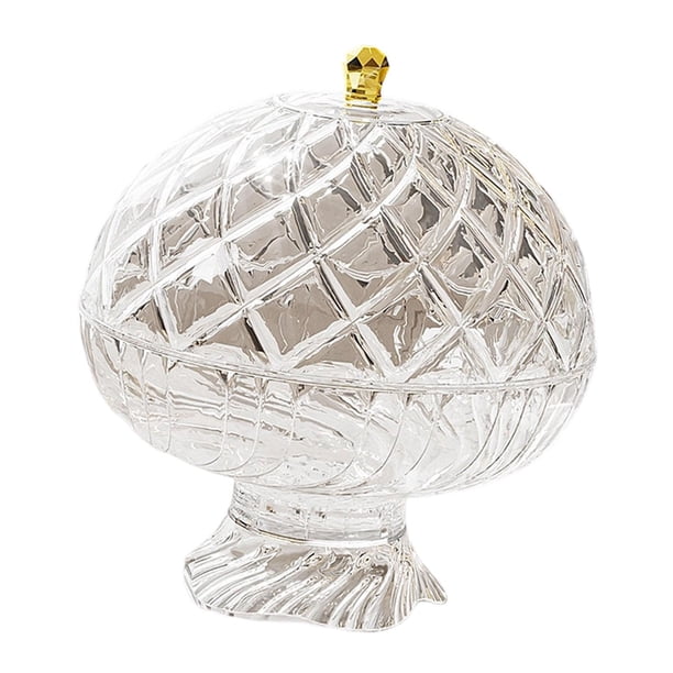 Frutero/dulcera elevado con tapa y escurridor, decoración de mesa de estilo europeo. Blanco transparente