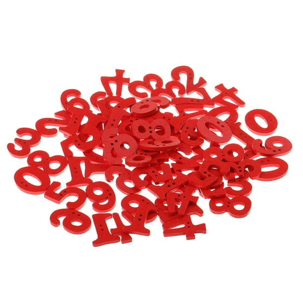 100x Wood Number Button 2 Hole Flatback Sewing Craft Kids