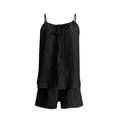 thumbnail image 6 of Cagogo Women's V Neck Sleeveless Tank Top Shorts Set Casual Two Piece Solid Summer Outfits Loose Matching Lounge Sets Tracksuits Travel Beach Clothes, Black XL, 6 of 7