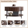 thumbnail image 7 of Wirrytor 30" Round Coffee Table with 2 Drawers and Storage Shelf, Modern Farmhouse Tea Table with Natural Tree Rings Top, Dark Brown, 7 of 7
