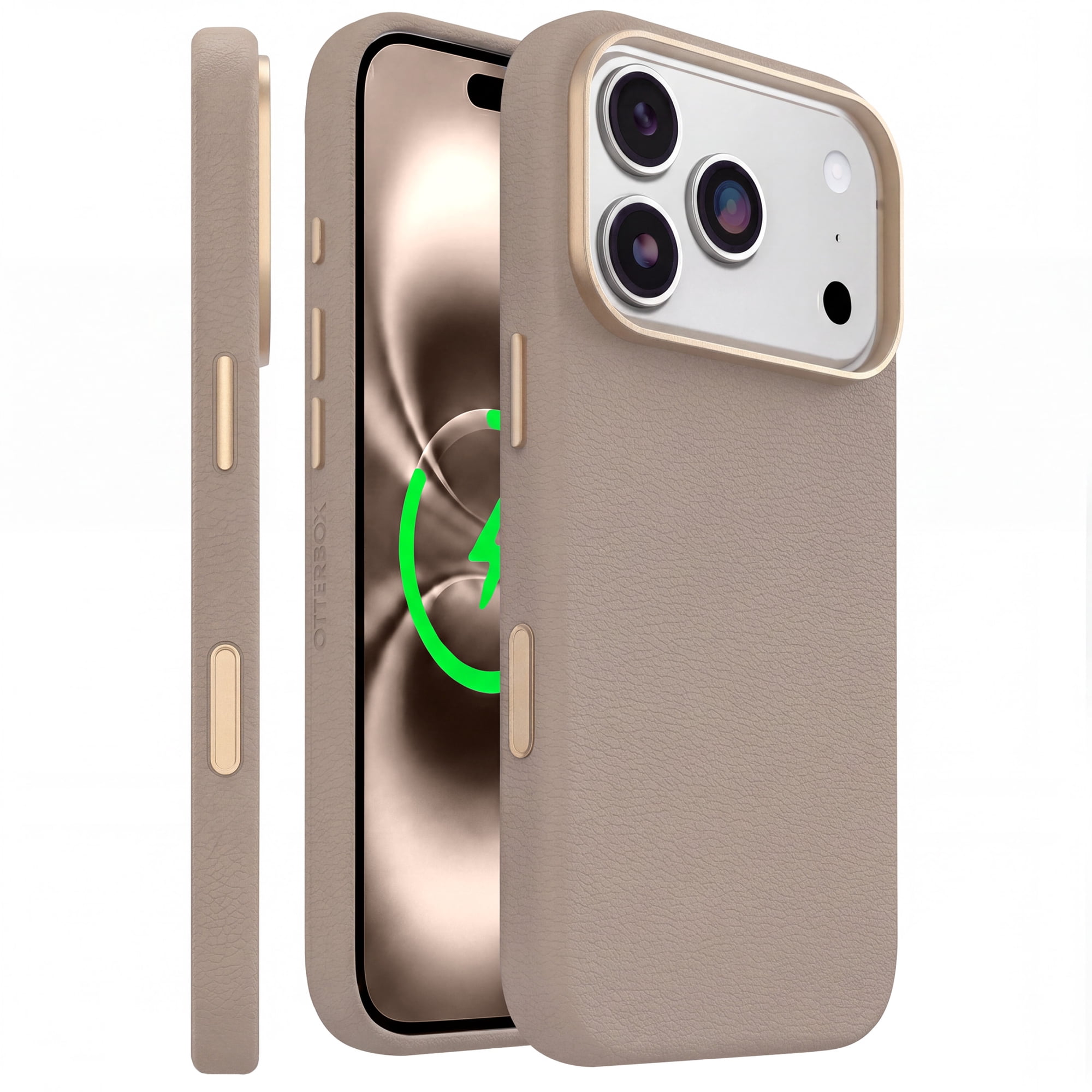 OtterBox iPhone 17 Pro Case with Cactus Leather, MagSafe, 3X Drop Protection (Cottonwood)