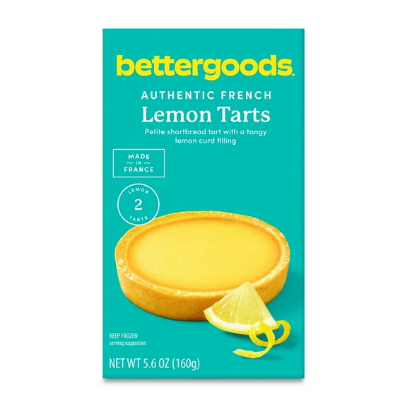 bettergoods Authentic Frozen French Lemon Tarts with Buttery Crust, 5.6 oz, 2 Count