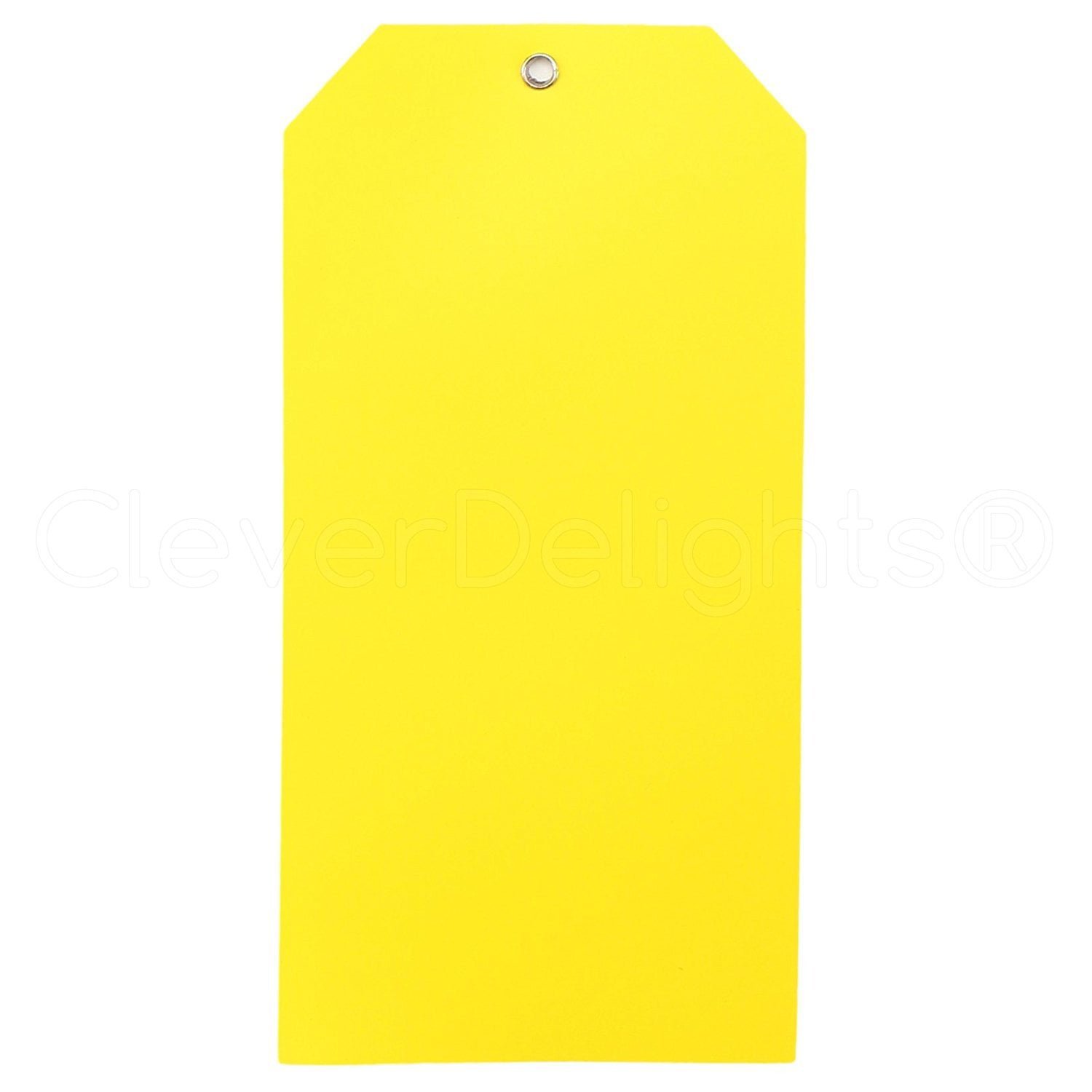 CleverDelights Yellow Plastic Tags - 1 Round - 50 Pack - Waterproof and  Tear-Resistant