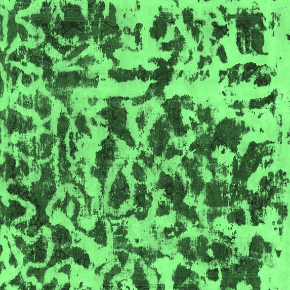 Ahgly Company Indoor Square Abstract Emerald Green Modern Area Rugs, 7' Square