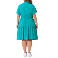 thumbnail image 3 of Agnes Orinda Women's Plus Size Chambray Dress Short Sleeves Button Down Flowy Tiered Shirt Dresses 4X Blue Green, 3 of 6