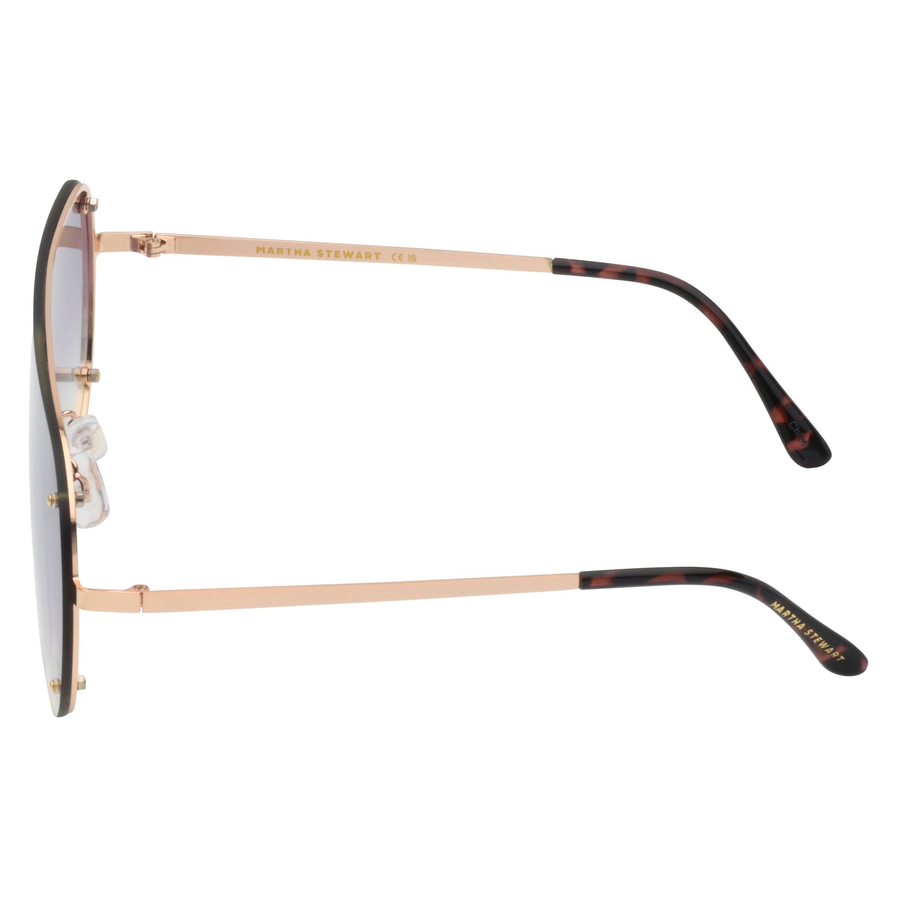 Martha Stewart Women's MS106 Metal UVA and UVB Protective Shield Aviator Fashion Sunglasses, 140mm