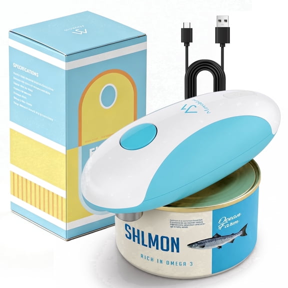Moreblue One-Touch Automatic Electric Can Opener, USB-C Rechargeable Can Opener Smooth Edge, Hands-Free Countertop Electric Can Opener for Seniors, Arthritis, Weak Hands, Kitchen Gadget Gift(Blue)
