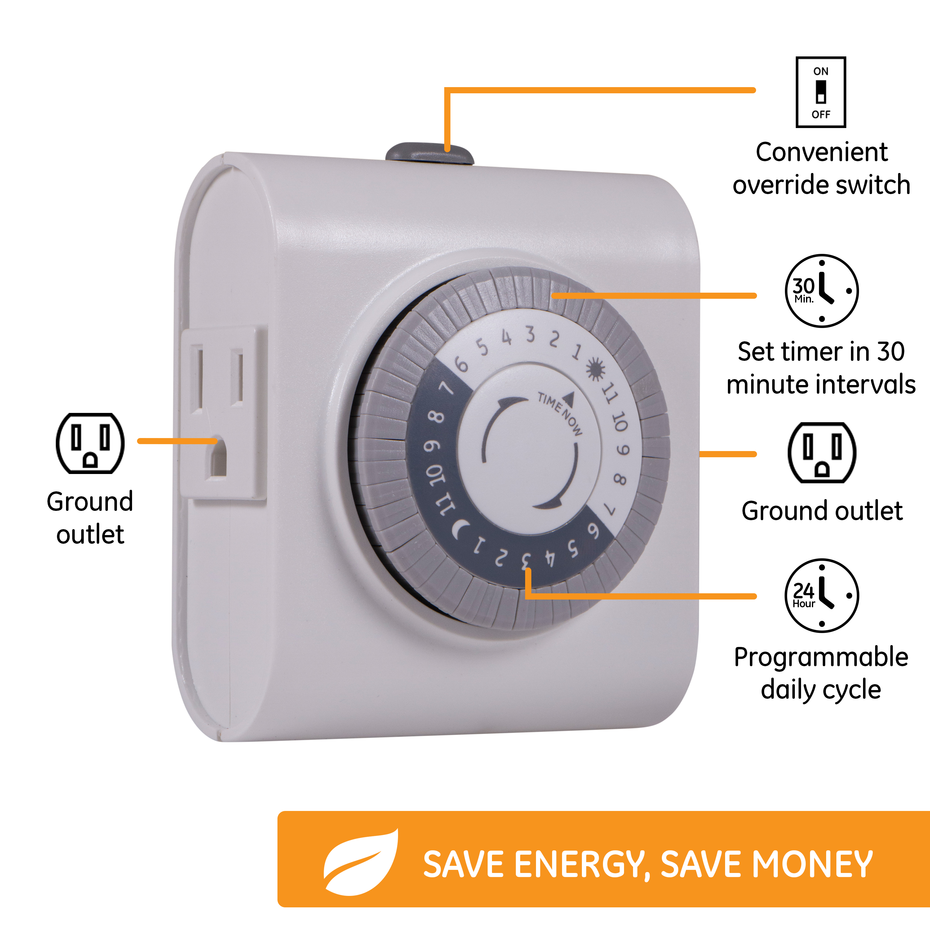GE 24-Hour Heavy Duty Plug-In Timer with 2 Outlets photo 3