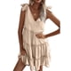 thumbnail image 5 of Txlixc, vestido informal de verano para mujer, vestido acampanado de Color sólido sin mangas con cuello en V y volantes, vestido plisado para fiesta en la playa, ropa de calle Txlixc  Estilo de ocio, 5 of 8