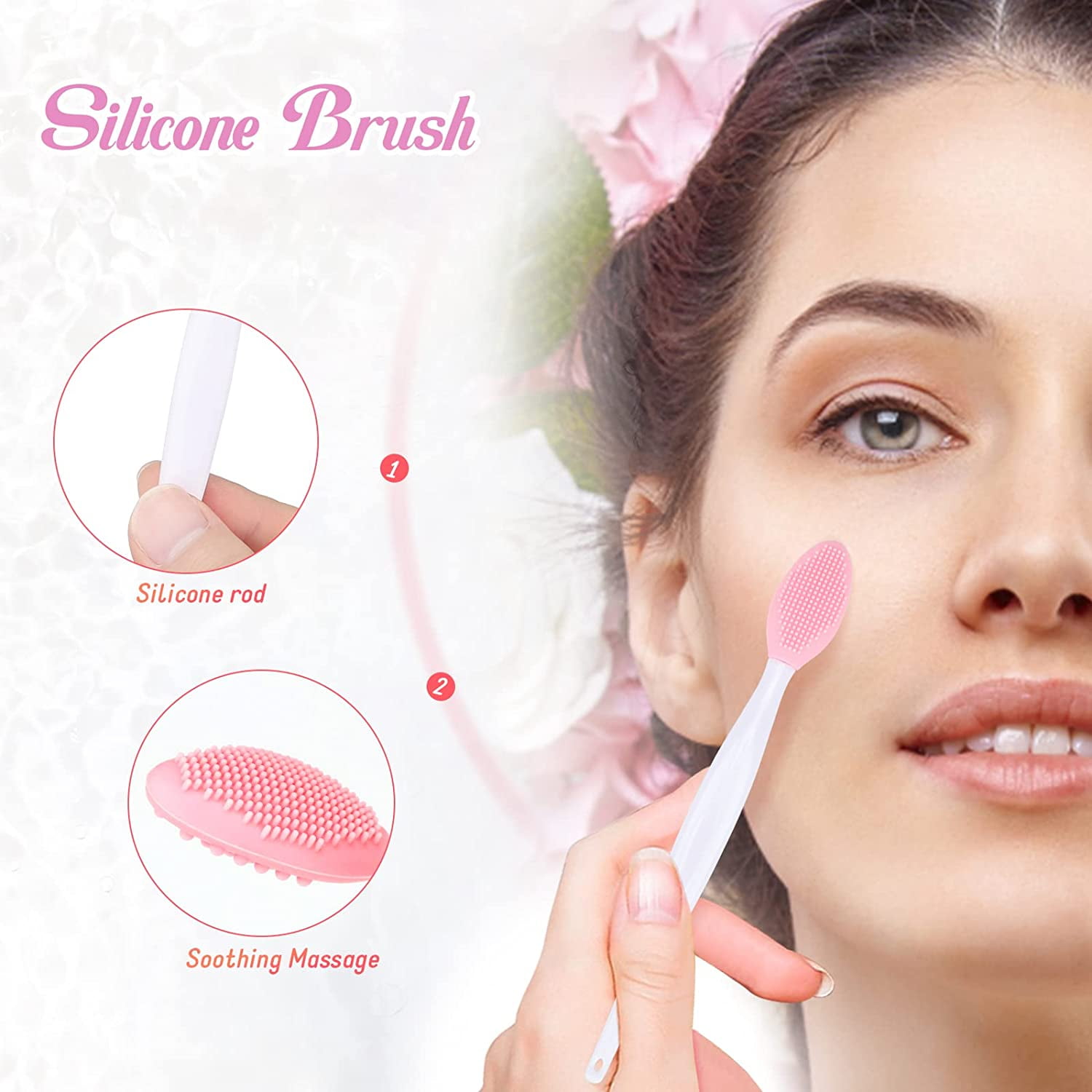 FACIAL SCRUB PACK II 2本セット Zoizocp Lip Exfoliator Brush, 4PCS Double-Sided Silicone Lip