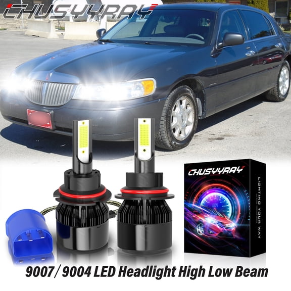 For Lincoln Town Car 1990-2002 - LED Headlight 9007 HB5 6000K White Bulbs High Low Beam 2Pcs