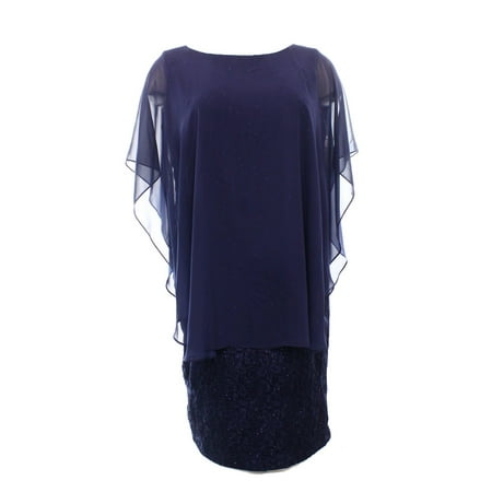 UPC 689886890525 product image for Jessica Howard NEW Navy Blue Women's 22W Plus Glitter Sheath Dress $119 #022 | upcitemdb.com