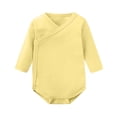 thumbnail image 2 of WRKEKC Baby Girl Romper Long Sleeve Ruffle Cuff Solid Color Snap Button Bodysuit for Infants 0-24 Months, 2 of 7