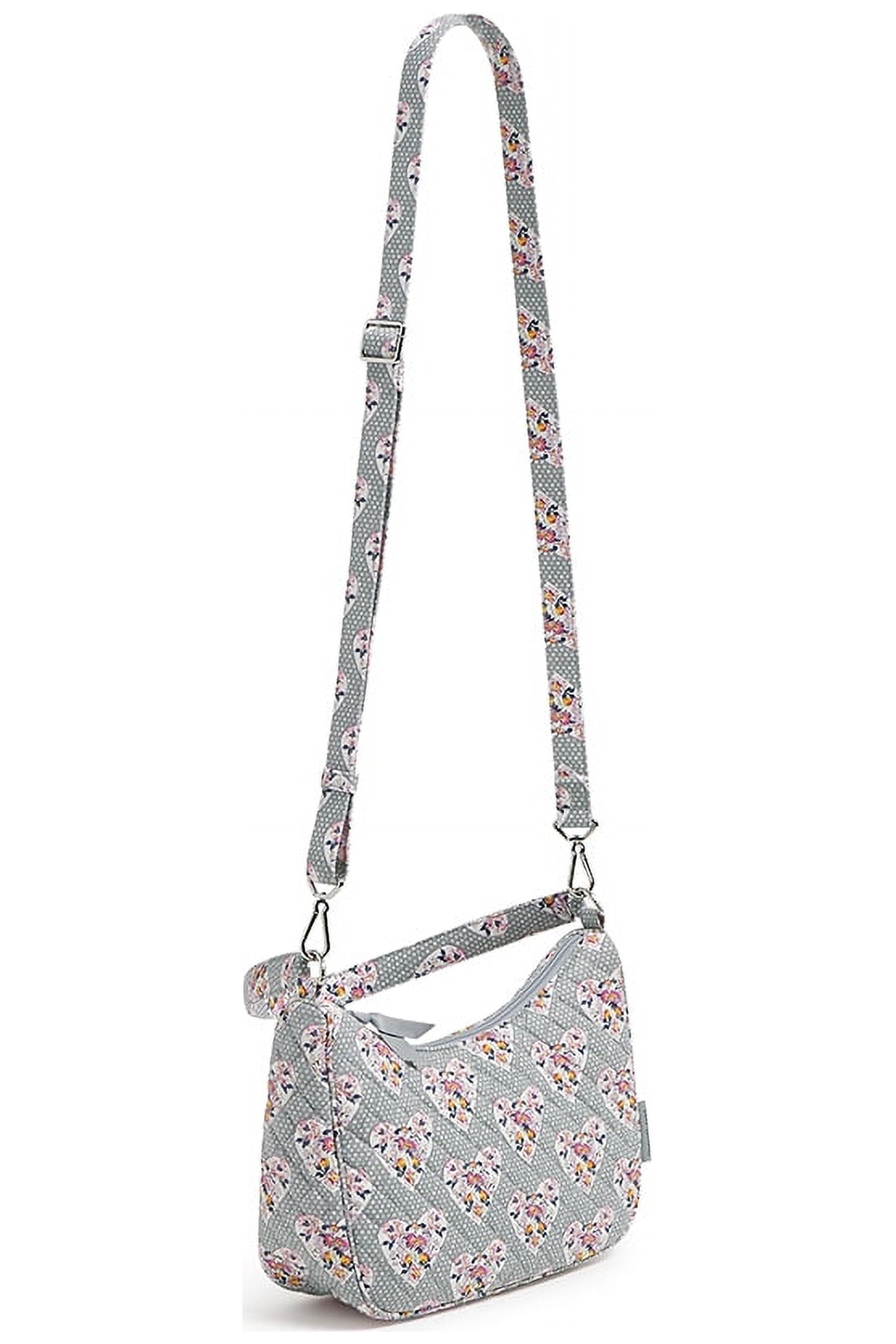 Vera Bradley Women's Cotton Frannie Crescent Crossbody Bag Mon Amour Gray