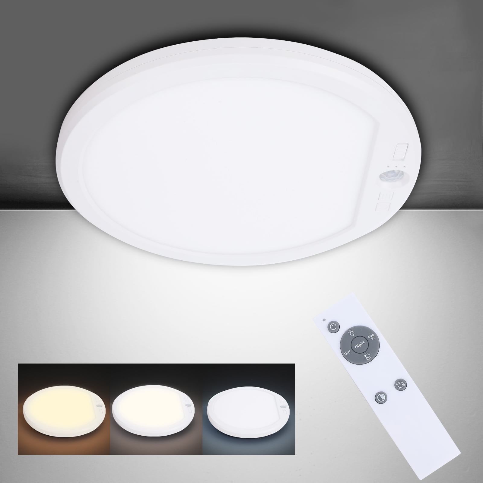 Neoglint LED Motion Sensor Ceiling Light, Dimmable Night Light with 3 Color Temps, Remote Control, 30/60 Min Timer, Magnetic Mount, 5000mAh Rechargeable for Closet, Hallway, Bathroom, Kitchen