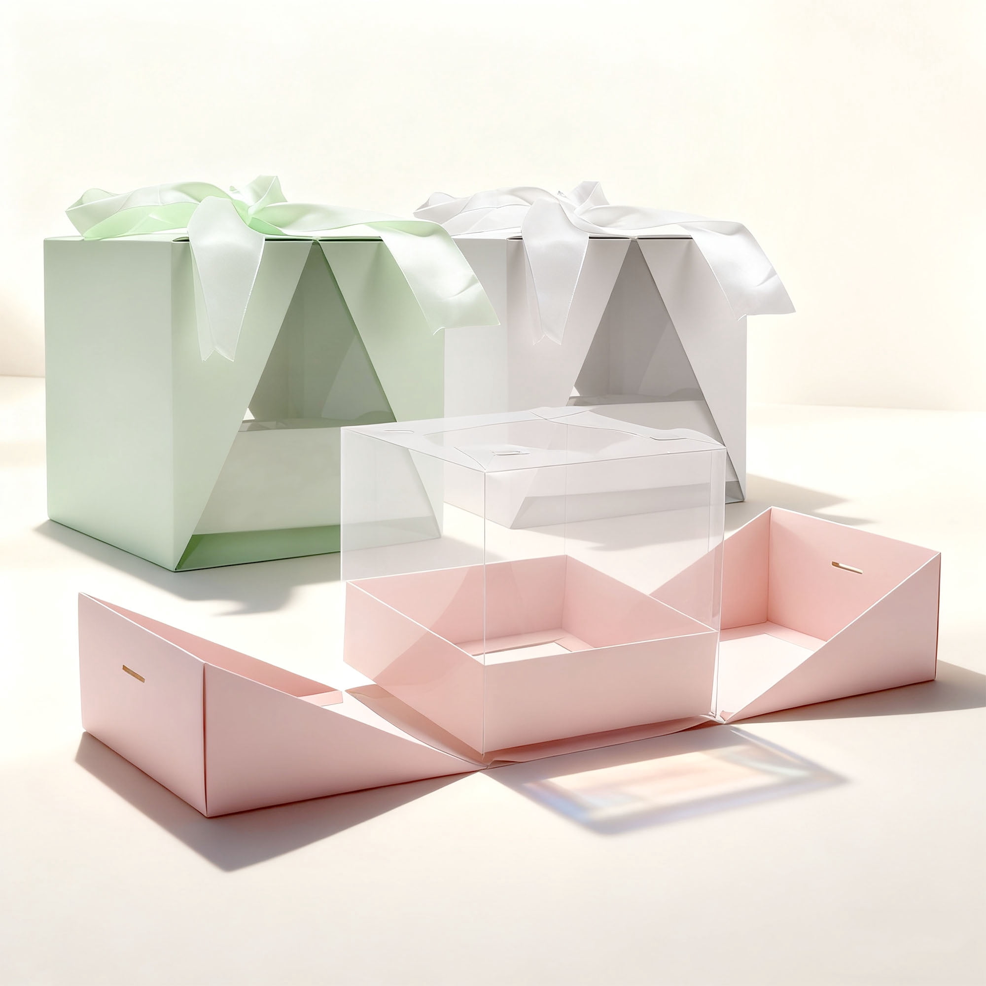 Unique Bargains V-shape Dual-opening Flower Gift Boxes for Special Occasions Large Pink