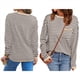 thumbnail image 3 of Suéter de Punto Suave A Rayas para Mujer, Camisa Holgada con Bolsillo en el Pecho. Cafetería de Leche L, 3 of 5