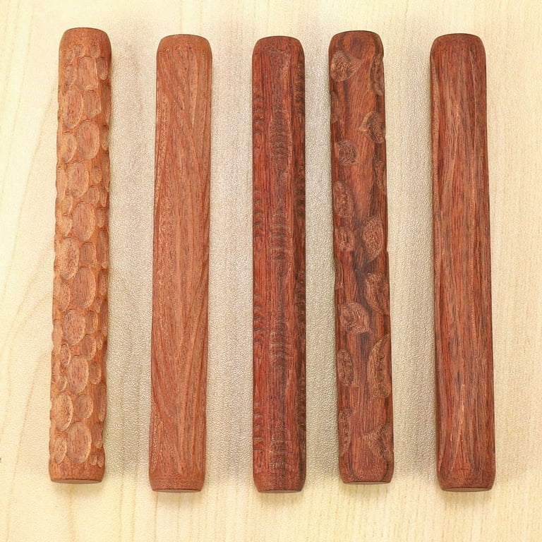 1pc Solid Wood Rolling Pin With Pattern Imprint For Baking, Ceramics Or  Clay Molding