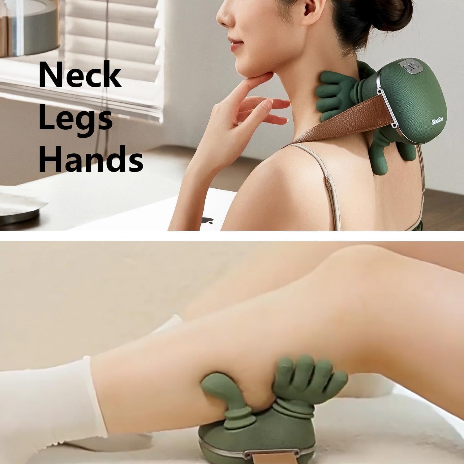 Siasoo Neck Massager 2025, with Heat Electric Shoulder & Cervical Massage for Pain Relief deep Tissue Massage Heated for Neck, Back, Shoulder-Green