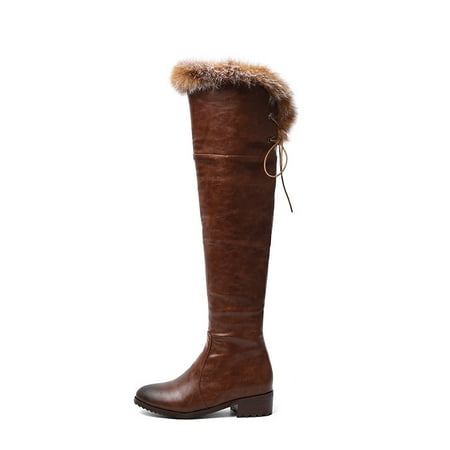 

IELGY Women s over the knee boots low heel solid color side zipper