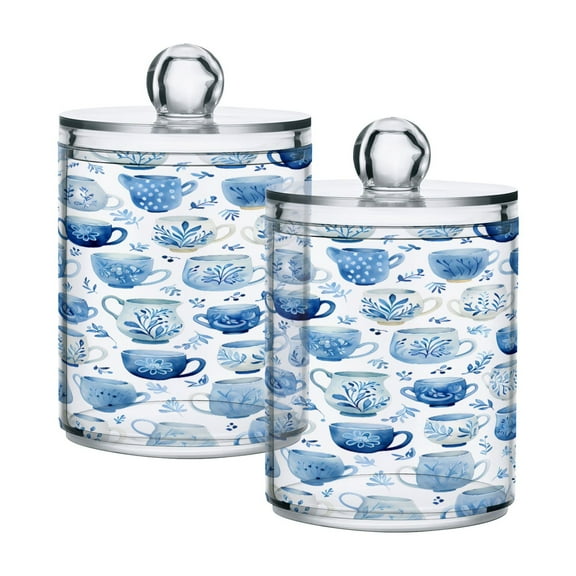 Ryvnso 2 Pack Qtip Holder Organizer Cups Bathroom Cotton Swabs Cans Storage Canister