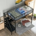 thumbnail image 2 of Twin Metal Loft Bed Frame with Desk, No Box Spring Needed, 2 of 7