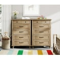 thumbnail image 2 of Oak Kids Dresser for Bedroom with 10 Wide Chest of Drawers, Wood Dressers for Living Room, Nursery, Hallway,White, 2 of 8