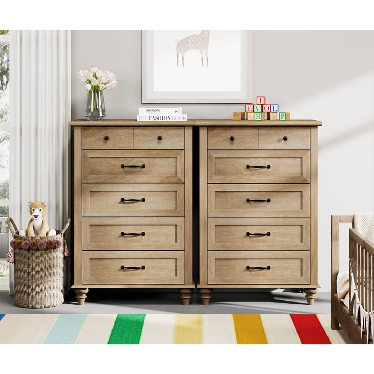Oak Kids Dresser for Bedroom with 10 Wide Chest of Drawers, Wood Dressers for Living Room, Nursery, Hallway,White - Walmart.com Oak Kids Dresser for Bedroom with 10 Wide Chest of Drawers, Wood Dressers for Living Room, Nursery, Hallway,White - Walmart.com