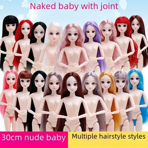 Bebé desnudo de 30 cm que se cambia de ropa, 6 puntos, material de maquillaje para BJD, piel blanca, modelo de pastel de 20 articulaciones