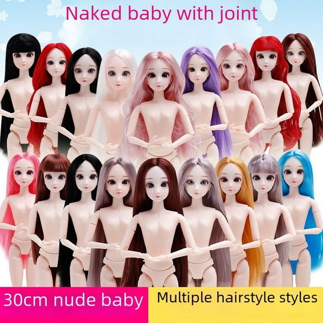 Bebé desnudo de 30 cm que se cambia de ropa, 6 puntos, material de maquillaje para BJD, piel blanca, modelo de pastel de 20 articulaciones