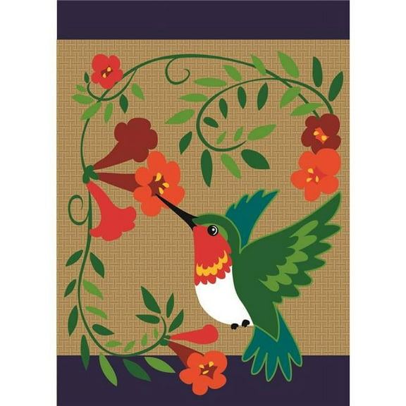 13 x 18 in. Hummingbird Burlap Garden Flag