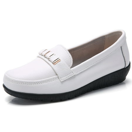 

Women‘s Low Wedge Loafers Casual Non Slip Flat Slip On Shoes Faux Leather Walking Shoes
