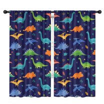 Blackout Kids Curtains,Colorful Dinosaur and Leaf Pattern Childrens Insulated Curtains Set Of 2,Bedroom Essentials,Toddler Room Decor 42"x84"
