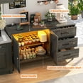 thumbnail image 6 of Aheaplus Sideboard Buffet Cabinet with 3 Wood Drawers, Storage Cabinet with Power Outlet & LED Light, 6 of 7