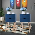 thumbnail image 2 of Topcobe 2 Pieces Modern 2 Drawer Nightstand for Home Office Small Spaces, Home Decor Minimalist Lamp Table for Bedroom Living Room, Easy Assembly Bedside Table Set for Sofa Couch, Blue, 2 of 11